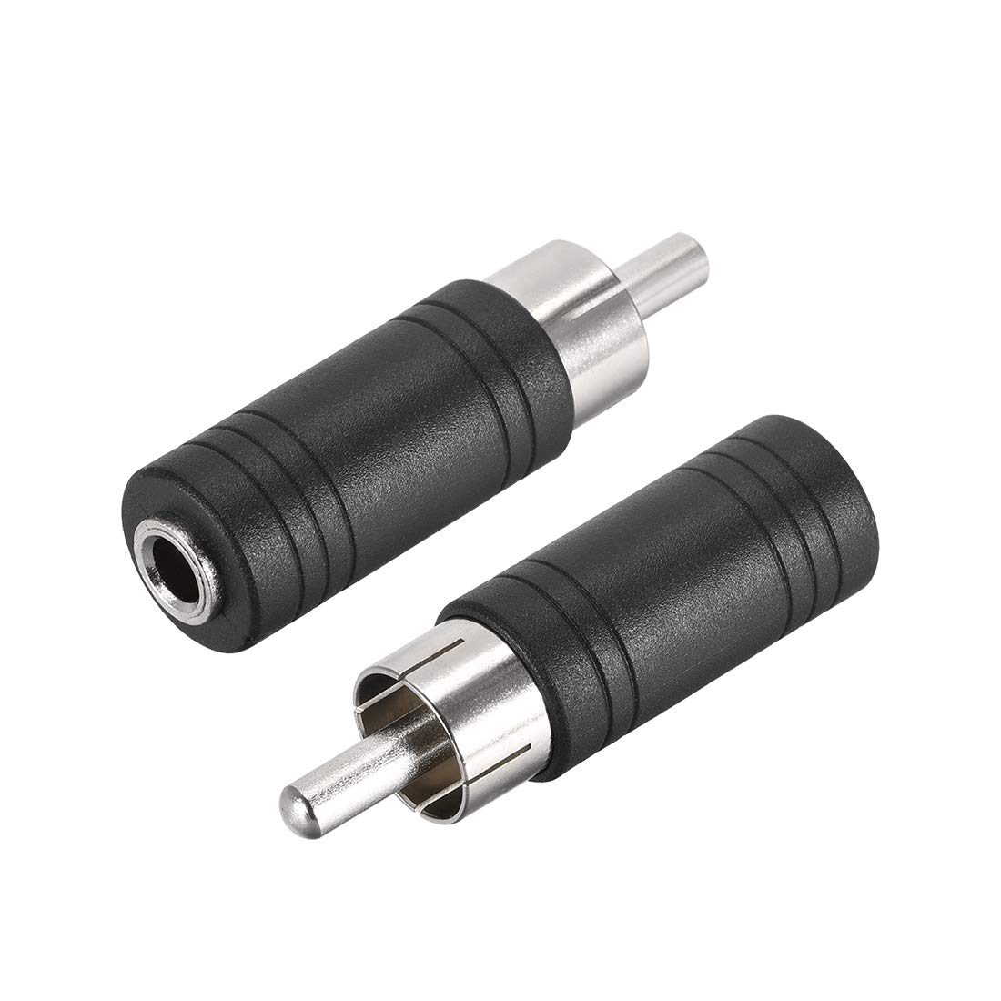 sourcing map RCA Male to 3.5mm Female Connector Stereo Audio Video Adapter Coupler Converter Black 2Pcs