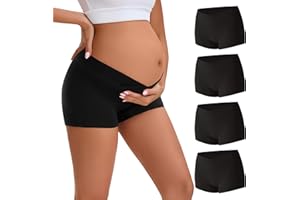 INNERSY Women's Maternity Underwear Under The Bump Pregnancy Postpartum Boy Shorts Panties 4-Pack