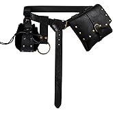 Renaissance Belt Pouch Viking Leather Medieval Belt Waist Bag Pirate Cosplay Festival Halloween Adjustable Accessories (Bottle-Black)
