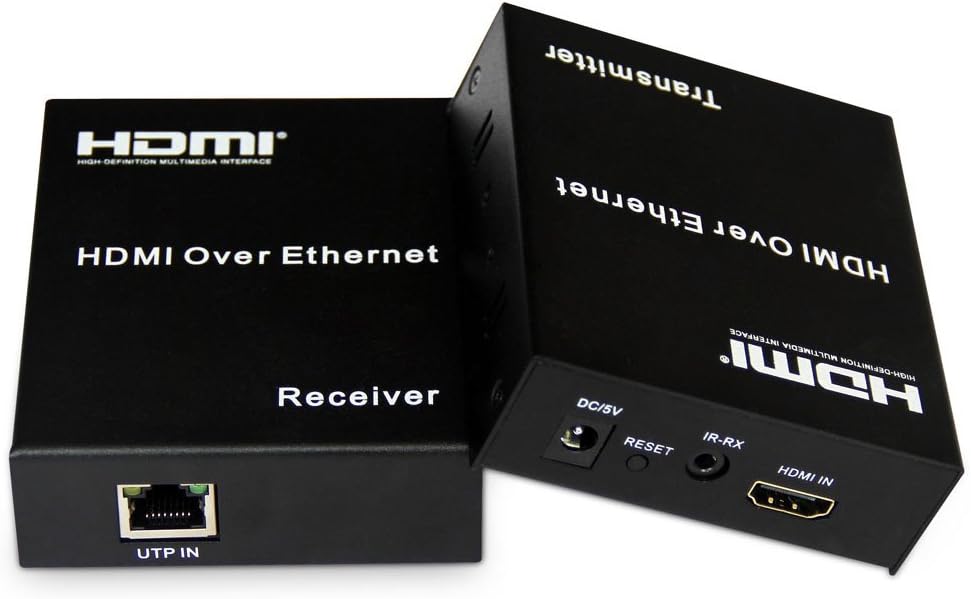 Dynamode HDMI Over Ethernet Extender Box with HDMI-IN/HDMI-OUT- Connects Cat5e / Cat6 Extender, Supports up to 1080p, 720p