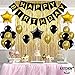 Gold and Black Birthday Decorations Set - Happy Birthday Banner for Birthday Party Decorations | Gold Foil Fringe and Mylar Star Balloons, Pack of 3 | Happy Birthday Black and Gold Party Decorations