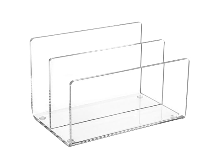 Maul Acryl Kartenständer, 2 gestufte Fächer, Eleganter Tischorganizer, Glasklar, 1952005