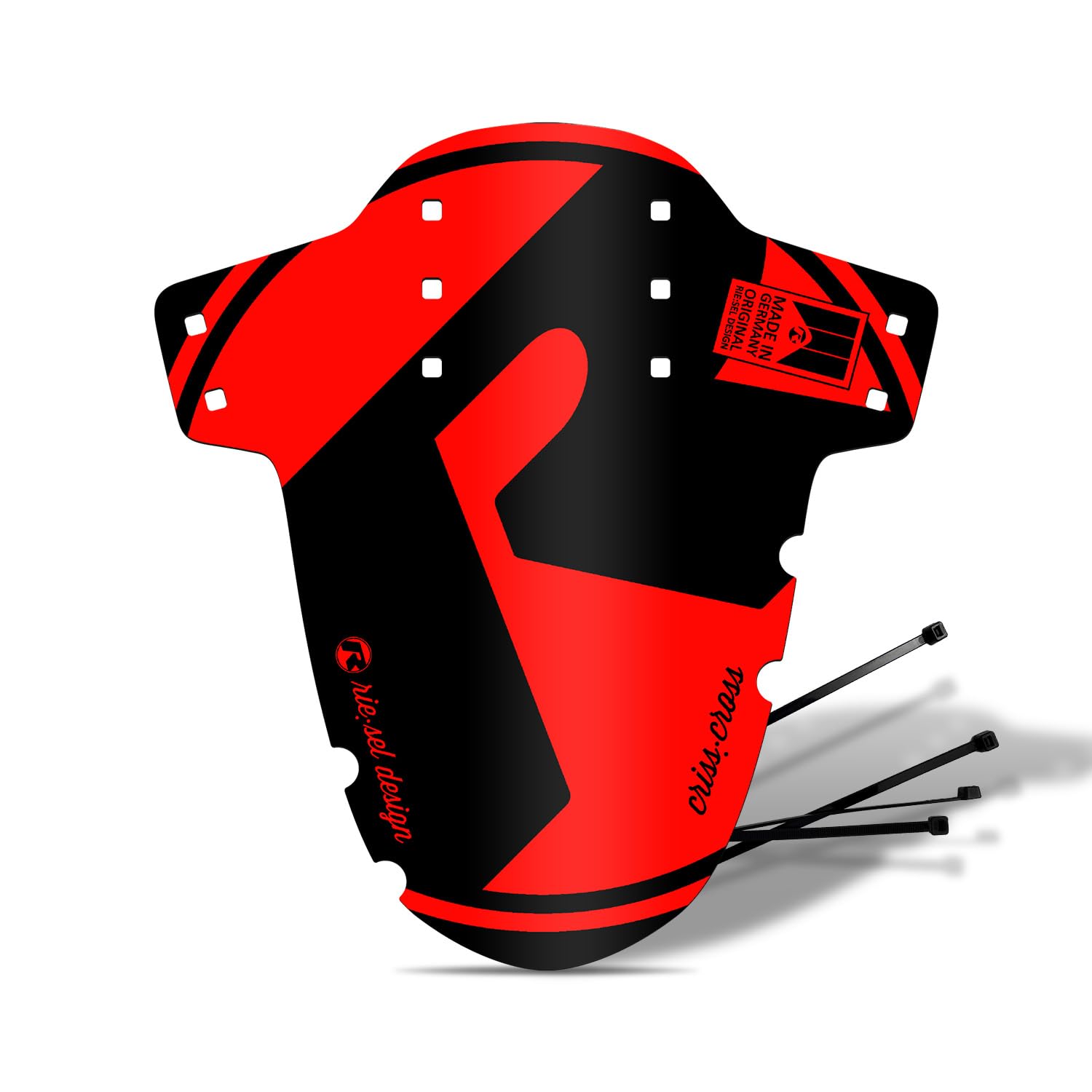 Riesel Design Criss:Cross Mudguard front Cyclecross Gravel Bike 4 Cableties + 4 Decals-Red