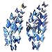 Mudder 3D Butterfly Stickers Wall Stickers for Home, Room Decoration, 24 Pieces (Blue, Rose Red)