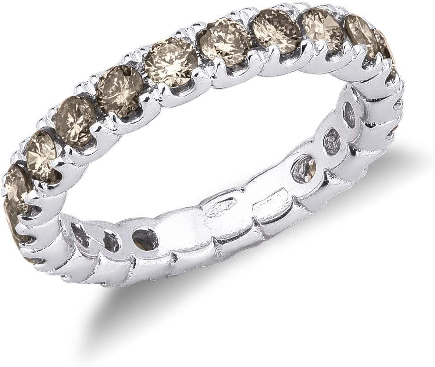 18k White Gold Eternity Ring with Brown Diamonds Amazon.co.uk Jewellery