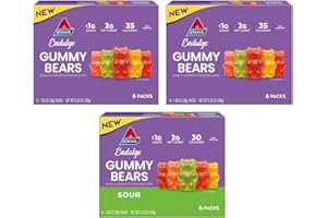 Atkins Endulge Gummy Bears Variety Pack, Low Sugar, Keto Friendly, Keto Sweet Treats, 18 Pack (12 Sweet Gummy Bears, 6 Sour Gummy Bears)
