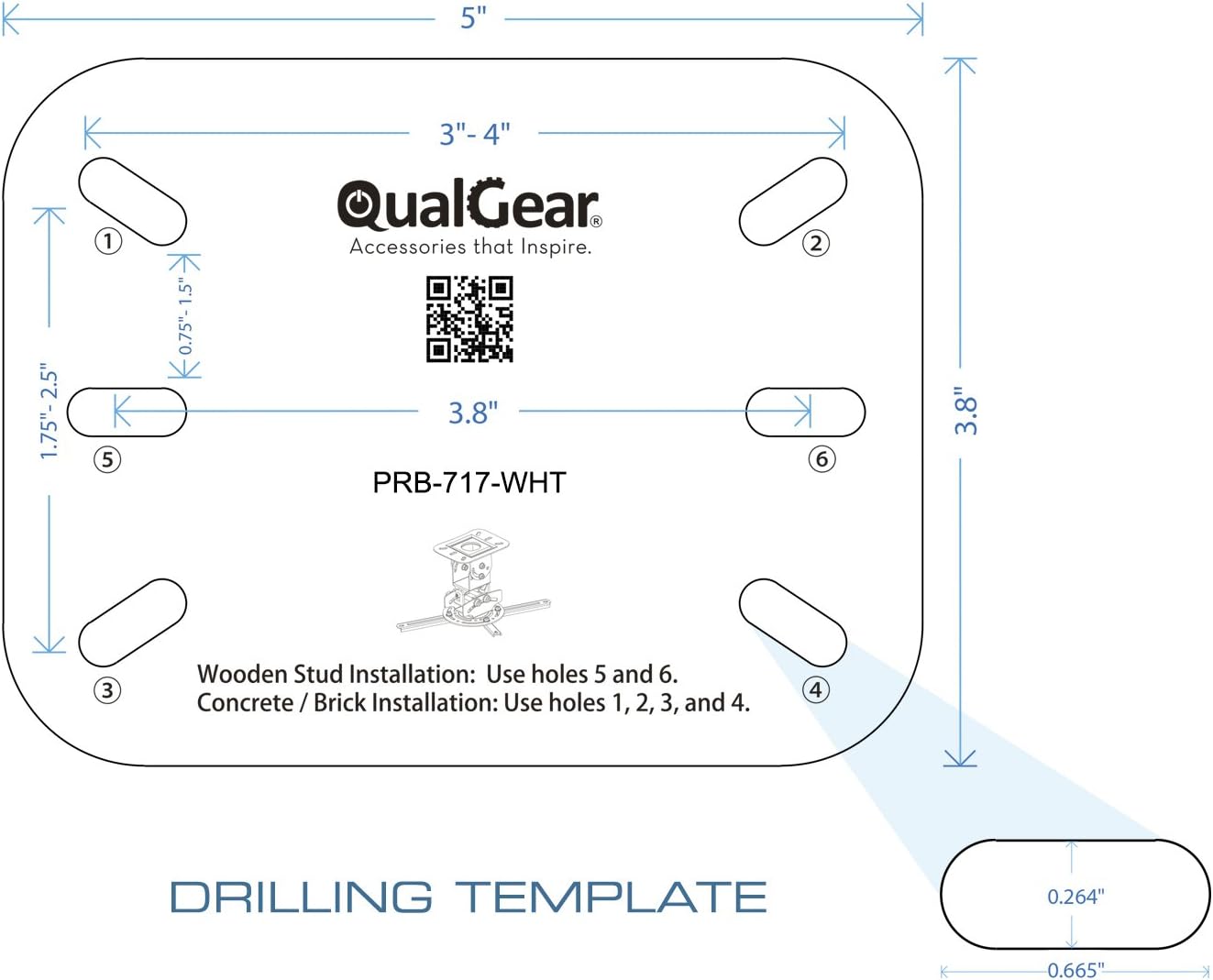 QualGear PRB-717-WHT Universal Ceiling Mount Projector Accessory : Video Projector Mounts : Office Products