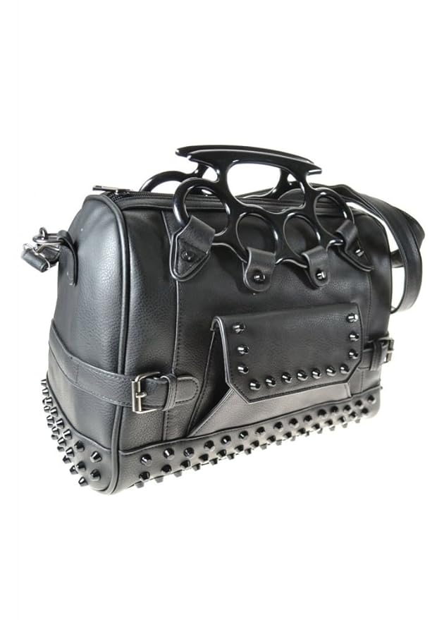 title=Vixxsin, borsa Kasy con tracolla e manico a forma di tirapugni, con borchie,