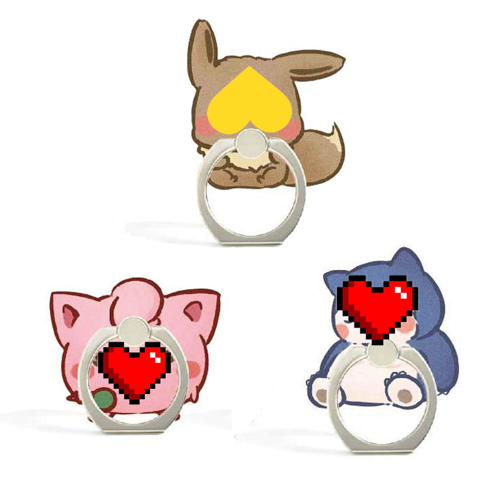 Photo 1 of ZOSTLAND 3 Pack Cartoon Eevee Phone Ring Grip Alien Universal 360° Adjustable Holder Car Desk Hook Stand Stent Mount Kickstand Compatible with iPhone Samsung iPad Tablet (3pcs Monster)