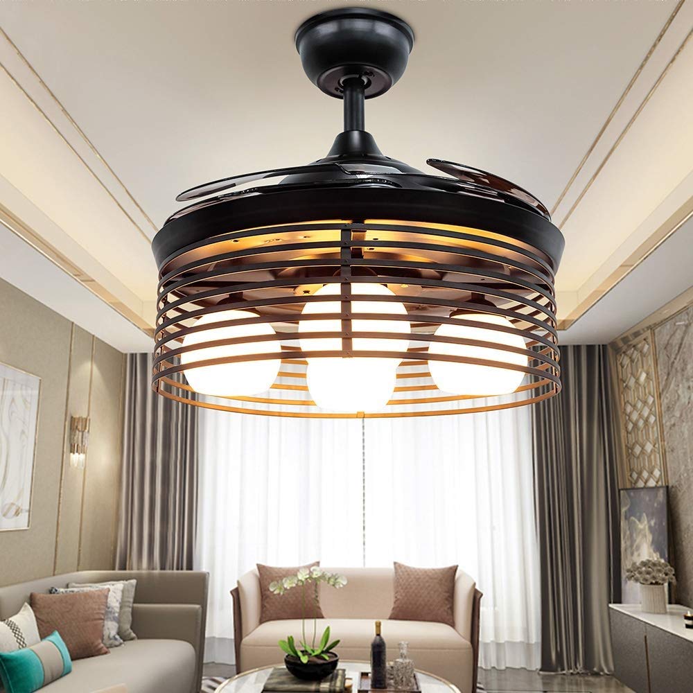 Amazon Com Yzpfsd Retro Black Chandelier Fan With 3 Bulb