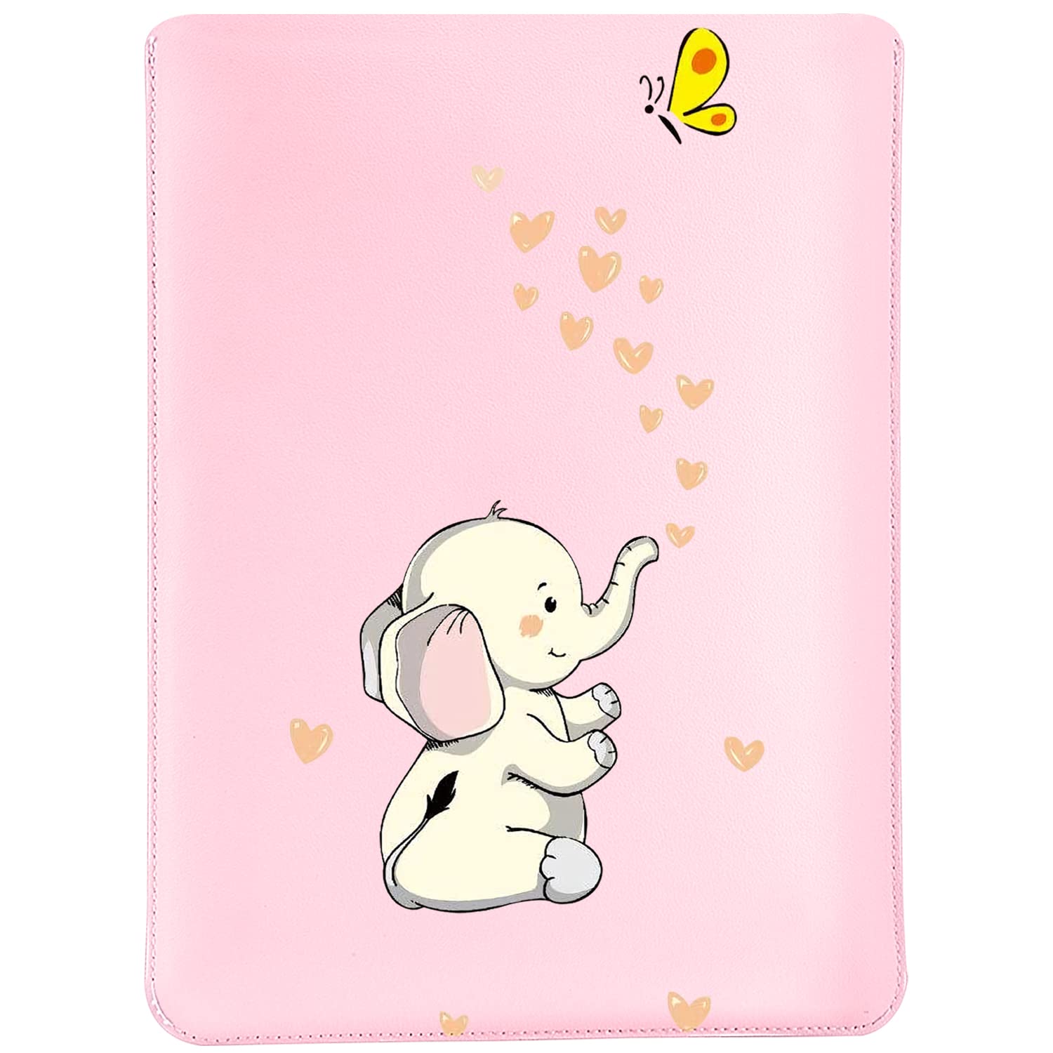 MAYCARI Cute Elephant Laptop Sleeve Bag 12-13 inch, Slim Light Weight Fuax Leather Protective Computer Cover Compatible with iPad 12.9" MacBook Pro 13"(2016-2020) MacBook Air 13"(2018-2020) (Pink)