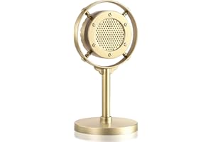 Facmogu Retro Style Condenser Microphone Props, Fake Plastic Classic Microphone Model for Art Object Collectable Hobby Lovers, Vintage Prop Mic for Home Decoration - Gold