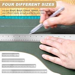 Metal Ruler with Cork Backing,6+12+16+18 Inch