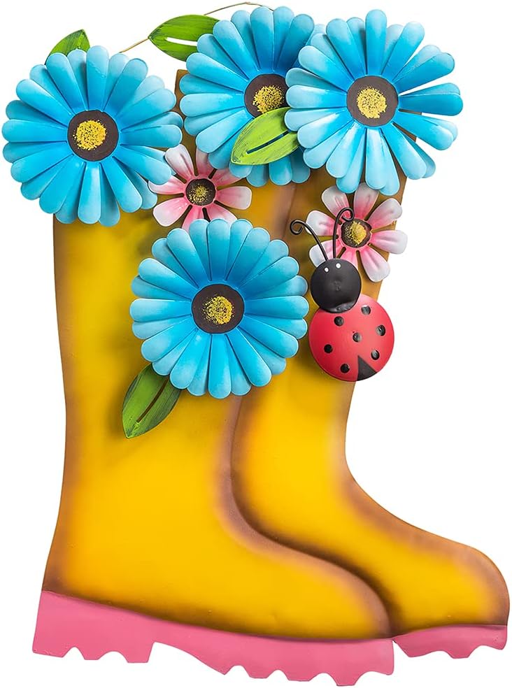 Plaques & Wall Art - Fawgold Outdoor Wall Decor, 16 Inch Metal Outdoor Wall Art, Fence Decorations Hanging for Indoor Outside Living Room Patio Porch Garden Decor