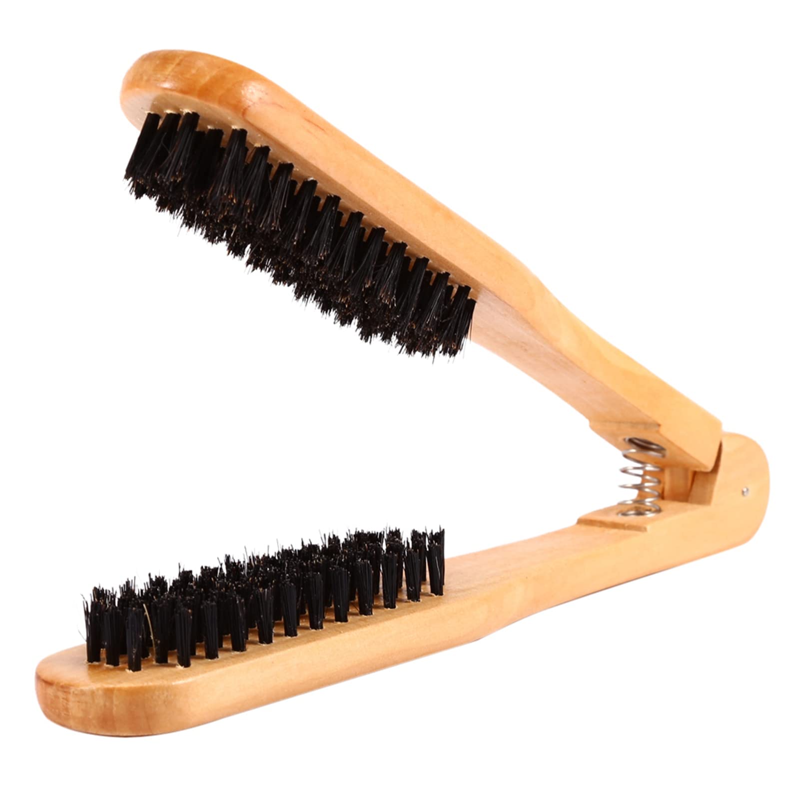 Hair Straighner Brush, Professional Salon Hairdressing Comb Double Brushes Wooden Anti-static Tool
