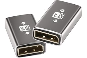 TOGCONN 8K DisplayPort (DP) Coupler Adapter 2 Pack, DisplayPort (DP) 1.4 Female to Female Aluminum Alloy Shell Extender Connector, Supports 8K@60Hz, 4K@144Hz, 4K@120Hz,2K for HDTV, Monitors, Laptop, Projector