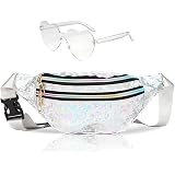 Frienda 2-Pack Holographic Fanny Packs - Shiny Purple & Blue Waist Bags, Adjustable Belt For Festivals & Sports - View #5