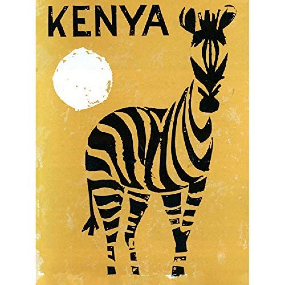 Wee Blue Coo Kenya Zebra Sun Travel Advert Art Print Canvas Premium Wall Decor Poster Mural