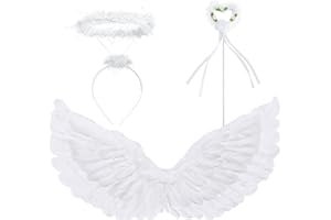 Zezzxu White Angel Wings and Halo Magic Wand Set for Kids Girls Adults Women Halloween Costume