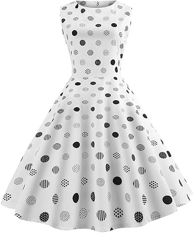 Levifun Robe Femme De Cocktail Vintage Rockabilly Robe Plissee Au Genou Robe Retro Chic Sans Manches A Pois Robe De Soiree Robes De Plage Grande Taille Amazon Fr Vetements Et Accessoires