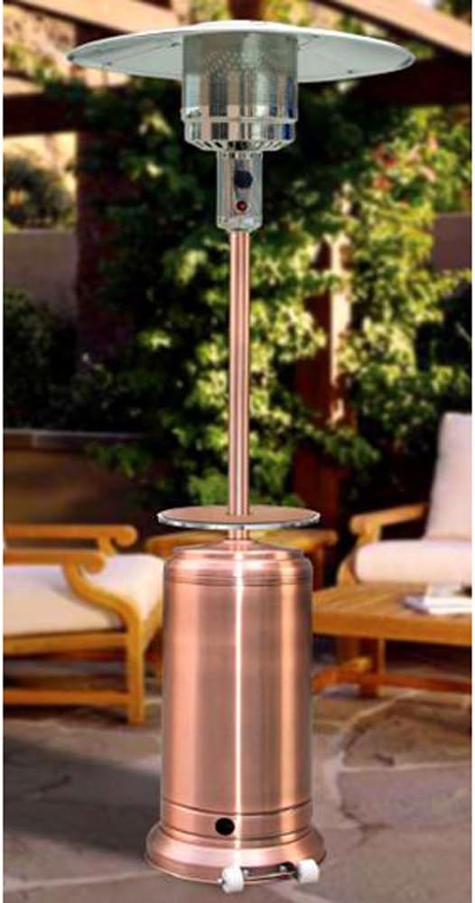 Tall Propane Patio Heater with Table Finish Copper Home