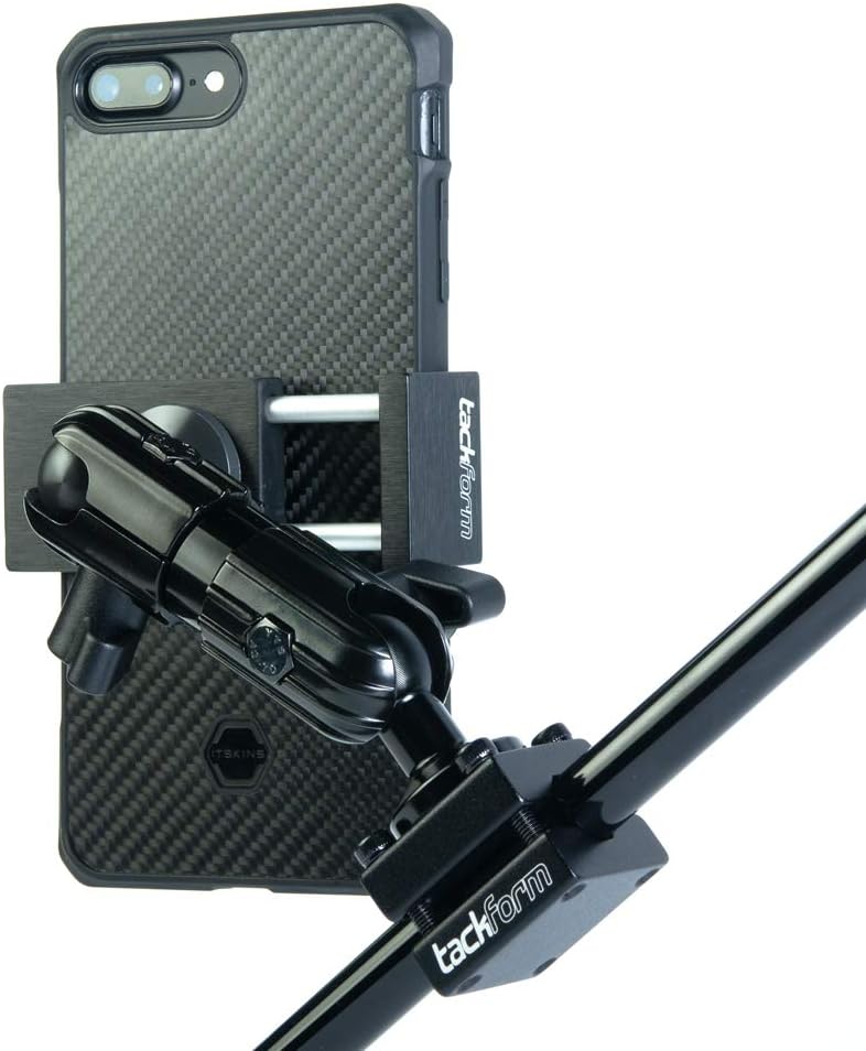 Tackform Enduro Series Motorcycle or Scooter Phone Mount | 3.5" Arm | For Crossbar Brace, Mirror, and other posts up to .5" in Diameter | All Metal Design