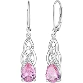 JO WISDOM Women Celtic Knot Infinity Dangle Earrings for Women Sterling Silver 7 * 9mm Birthstone Irish Twisting Drop Earrings Jewelry for Women