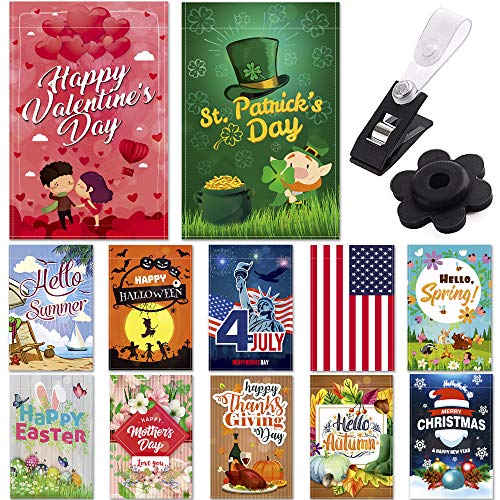 Garden Flags Set Of 12 Seasonal Festive Outdoor For Monthly Holidays