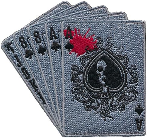 Patch Squad Men's Dead Mans Hand Scarlet skull Face Ace of Spade (ACU)