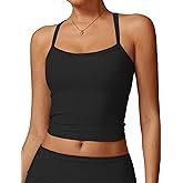 QBGJTD Womens Longline Sports Bras Cross Back Active Gym Yoga Padded Workout Crop Tank Top with Built in Bra