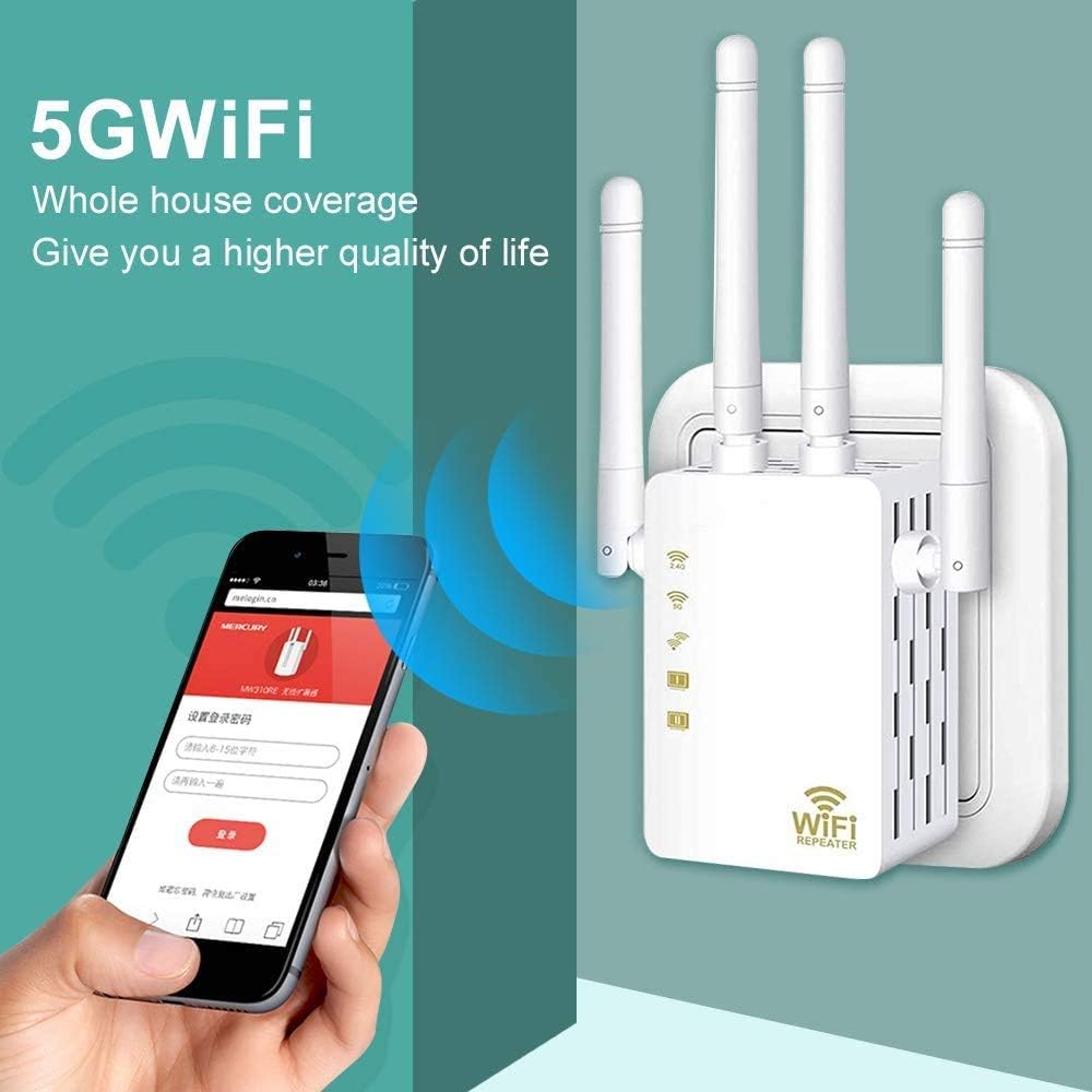 WiFi Extender - WiFi Repeater, WiFi Booster Covers Up to 2500 Sq.ft and 30 Devices, Up to 1200Mbps Dual Band WiFi Repeater with Ethernet Port, Wireless Signal Booster for Home.: Computers & Accessories