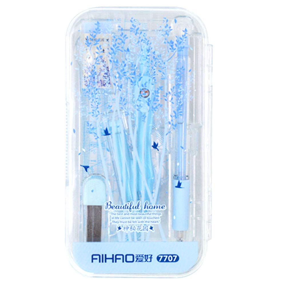 Millya 8PCS Students Compass Set with Protractor Rulers Math Geometry Drawing Set School Supplies