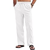 COOFANDY Men's Linen Pants Casual Loose Fit Beach Summer Yoga Pant Lightweight Drawstring Linen Trousers