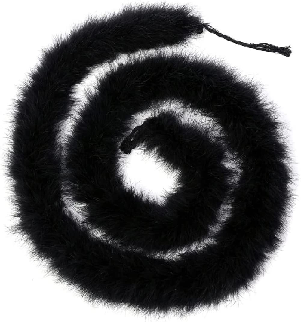 2 Meters Fluffy Marabou Feather Boas for Dancing Wedding Crafting Party Dress Christmas Tree Halloween Costume Decoration ,50 Grams (Black)