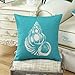 CaliTime Set of 3 Canvas Throw Pillow Covers Cases for Couch Sofa Home Decoration Mediterranean Sea Shells Print 18 X 18 inches Teal