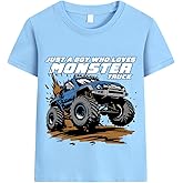 Boys T-Shirt Tee for Kids Short Sleeves Shirt Tractor Excavator Monster Truck Tops Clothes Cotton 2-7T