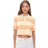 LE BOP Women's Short Sleeve Striped Polo