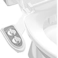 Aünsffer Toilet Bidet Attachment for Toilet, No-Electric Fresh Cold Water with Dual Nozzles Sprayer, 3 Wash Modes (Feminine/Bidet Wash + Self-Cleaning)，Fits Standard Toilet Bowl, Grey