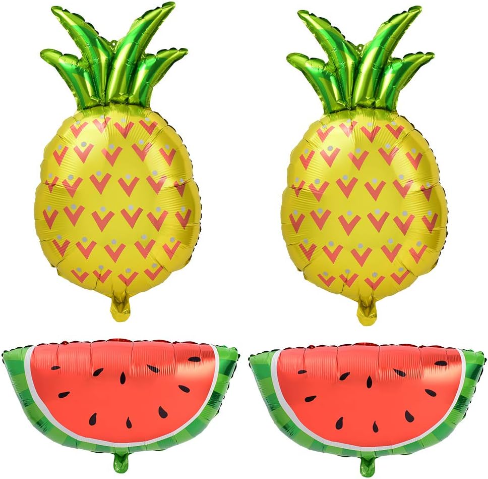 HAIOPS Pineapple Watermelon Balloon Fruit Balloons Party Supplies Fruit Birthday Foil Balloon, Candy Color Helium Balloons, Party Wedding Supply 4PCS