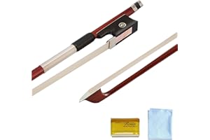 RD MUSIC Performance Grade Excellent Tone Violin Bow 4/4 Full Size Eight corners with free rosin and Clean Microfiber Cloths,Natural Mongolian Male Horsehair