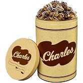 CHARLES CHIPS White &amp; Dark Chocolate Swirl Popcorn Tin | Premium Caramel Popcorn with Double Chocolate Drizzle | Gourmet Snack Gift Box, 12oz