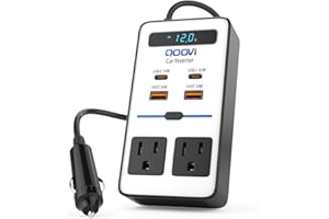 QOOVI 200W Car Power Inverter,DC 12V to 110V AC Inverter,Car Outlet Adapter with PD 65W(PD3.0)/QC 24W(QC3.0) Fast Charge Ports for Vehicles Laptops,Phones,Most Devices