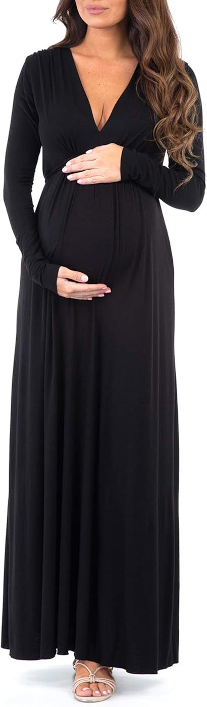 Women's Long Sleeve Maternity Dress with Waist Tie For Casual Wear or Baby Shower at  Women’s Clothing store