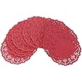 JONbinbkl 100pcs Lace Paper Doilies Placemats Box Gift Wrap Paper For Wedding Table Decoration Mat, Red
