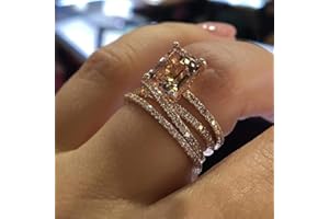 GUIDECUN Women Fashion 18K Rose Gold Plated Emerald Cut AAA Cubic Zirconia Cross Engagement Wedding Rings Gift (US Size 8)