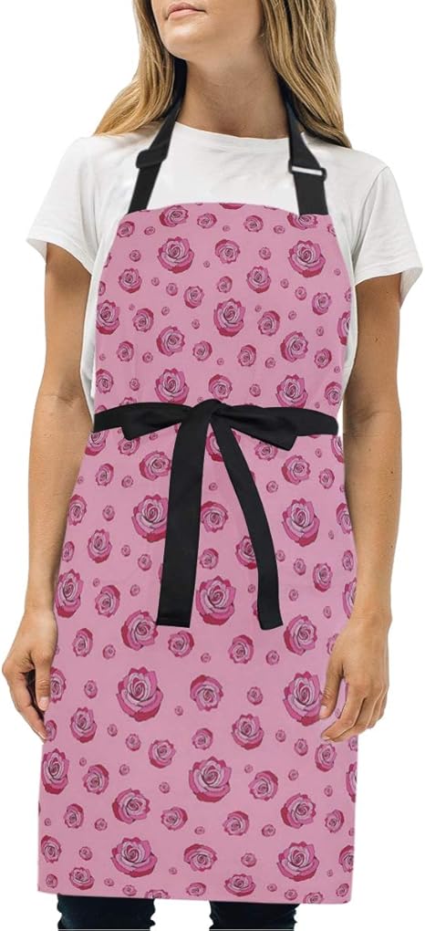 Amazon Miscery エプロン のかなり甘い花びらを持つフェミニンなモノクロイラスト 耐久性 調節可能 おしゃれ 男女兼用 仕事用 保育士 カフェ 料理室 家庭用 ファッション柄 エプロン オンライン通販