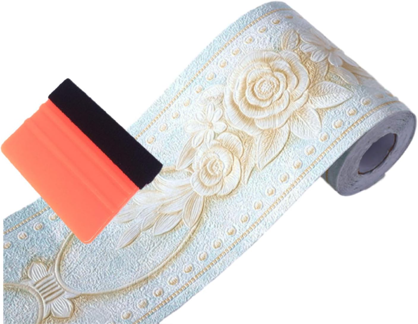 Amazon Bonito Regalo トリムボーダー 壁紙シール リメイクシート 3d 立体 薔薇柄 はがせる 壁紙ボーダーシート ブルーグリーン トリムボーダー