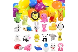 KIMICARE Easter Eggs Filled with Animal Puzzle Erasers for Kids, Take Apart Animal Pencil Erasers for Easter Egg Hunt, Easter Basket Stuffer, Egg Surprise Toys, School Classroom Rewards Supplies, 24 PCS
