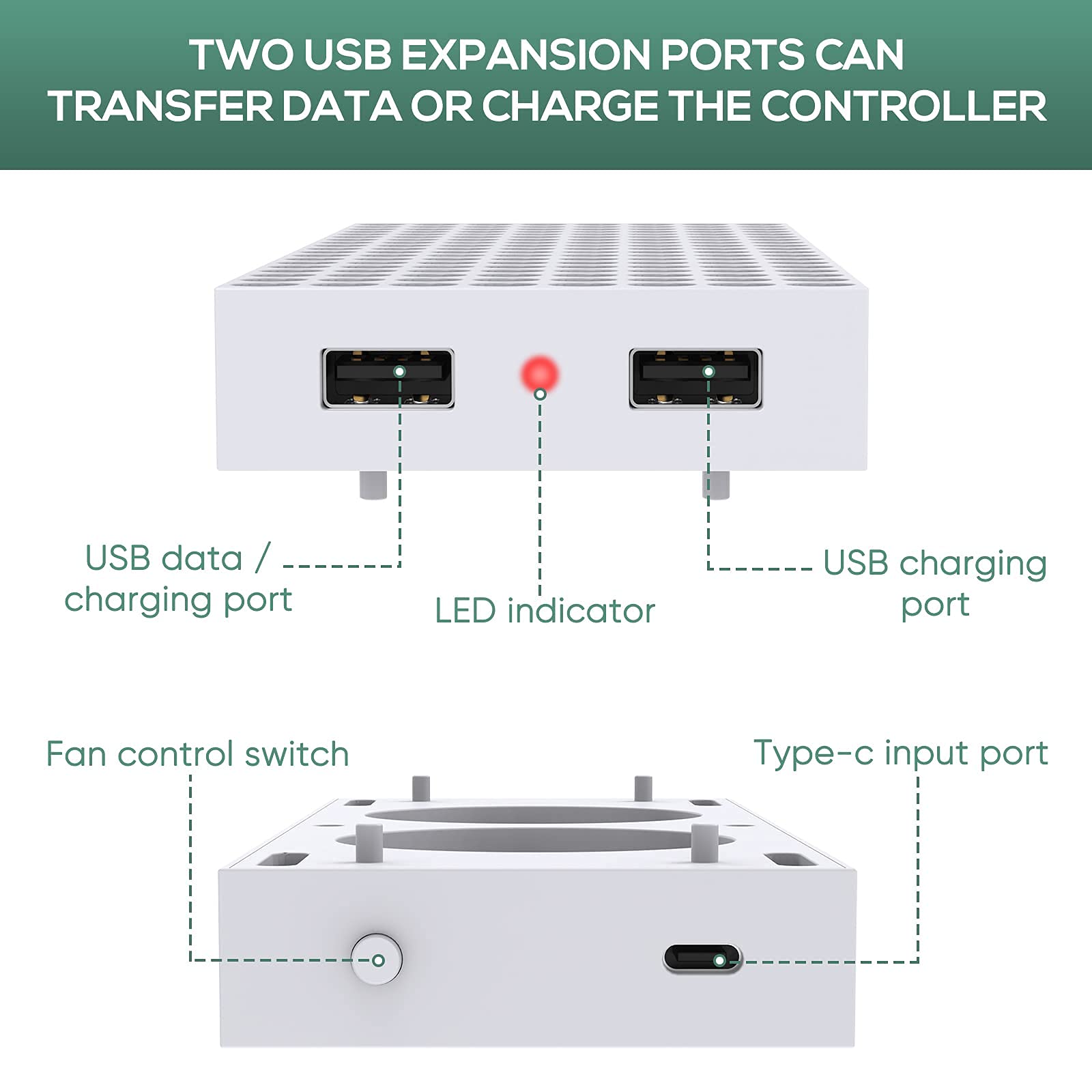 Cooling Fan and Stand for Xbox Series S - FASTSNAIL Dual High Speed Fan with 3 Level Adjustable Speed Two Installation Way and 2 USB Hub Charging & Data Syncing for Xbox Series S(Not for Xbox one)