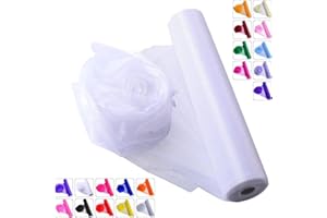 ICOSHOW Crystal Organza Fabric Tulle - 16" by 50 Yards Sheer Fabric for Wedding Party Decoration Bridal Shower Tutu Roll Netting Spool Ribbon Wrapping (White)